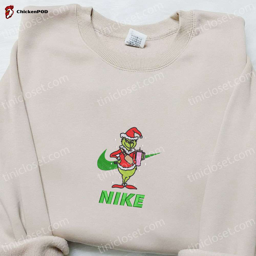 Grinch Head x Nike Embroidered Shirt & Christmas Sweatshirt – Best Family Gifts