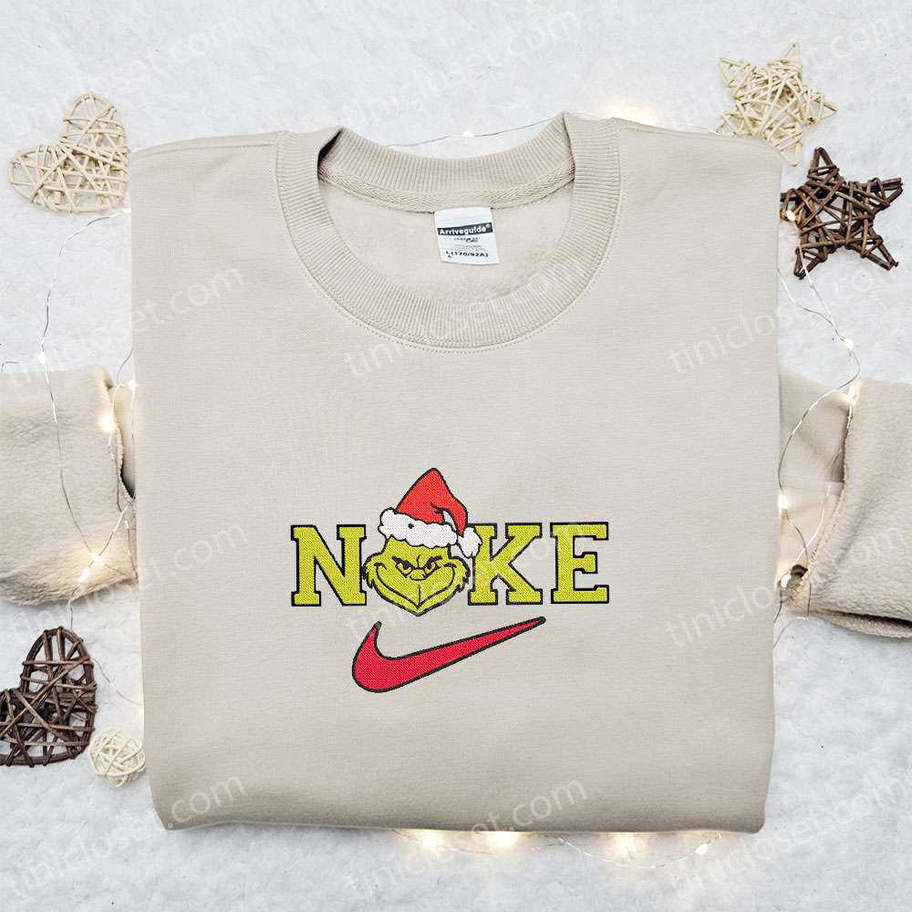 Grinch x Nike Movie Embroidered Hoodie & Christmas Shirt – Perfect Family Christmas Gift Ideas