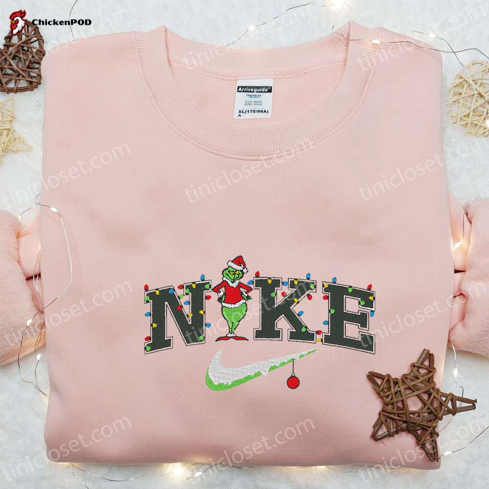 Grinch Xmas x Nike Movie Embroidered Sweatshirt: Best Christmas Gift Ideas with Nike Inspired Embroidered Shirt