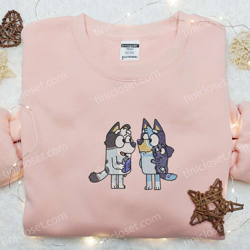 Bluey and Muffin Embroidered Shirt and Hoodie: Perfect Family Gift