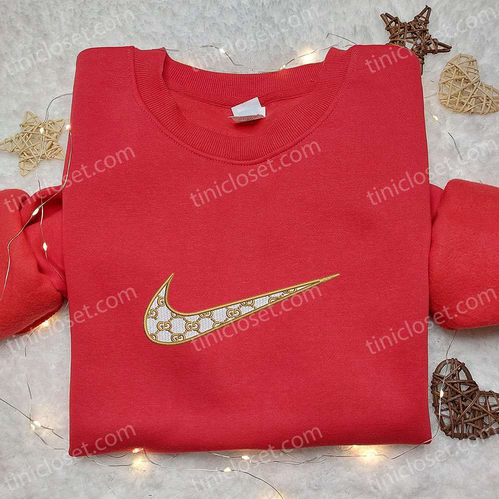 Stylish Gucci Logo x Nike Swoosh Embroidered Shirt & Hoodie – Perfect Family Gifts