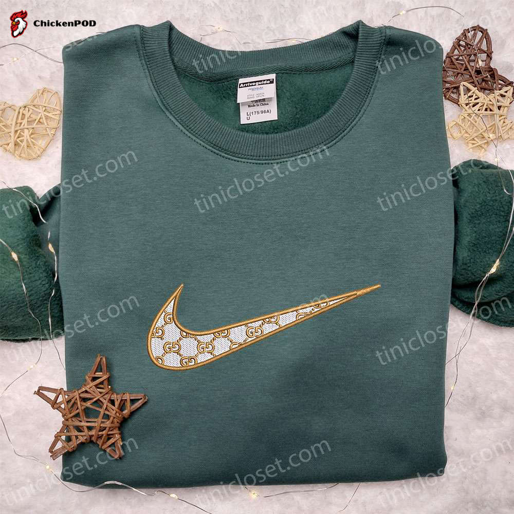 Stylish Gucci Logo x Nike Swoosh Embroidered Shirt & Hoodie – Perfect Family Gifts