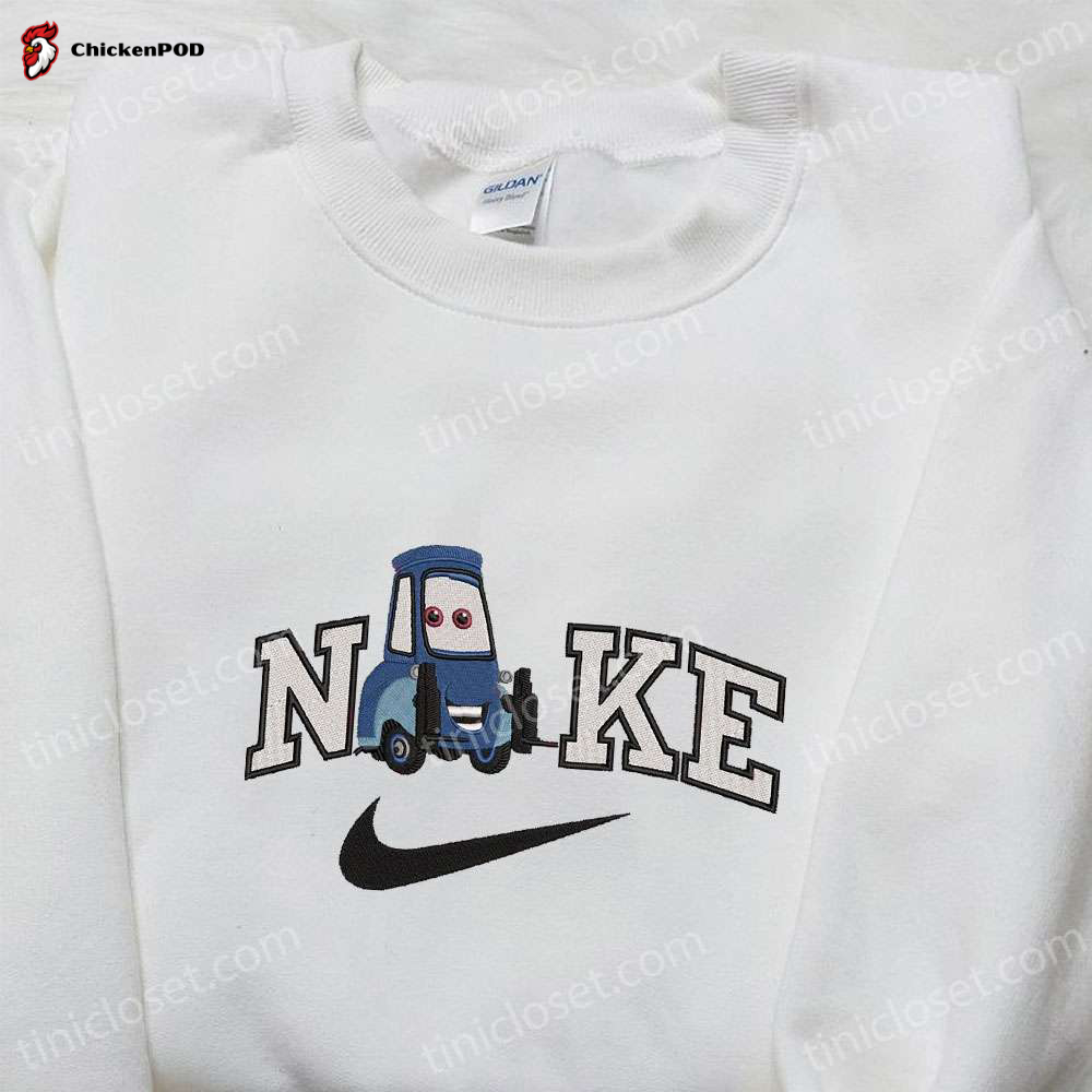 Guido x Nike Cartoon Embroidered Sweatshirt & Pixar Cars Shirt – Unique Nike Inspired Embroidered Apparel