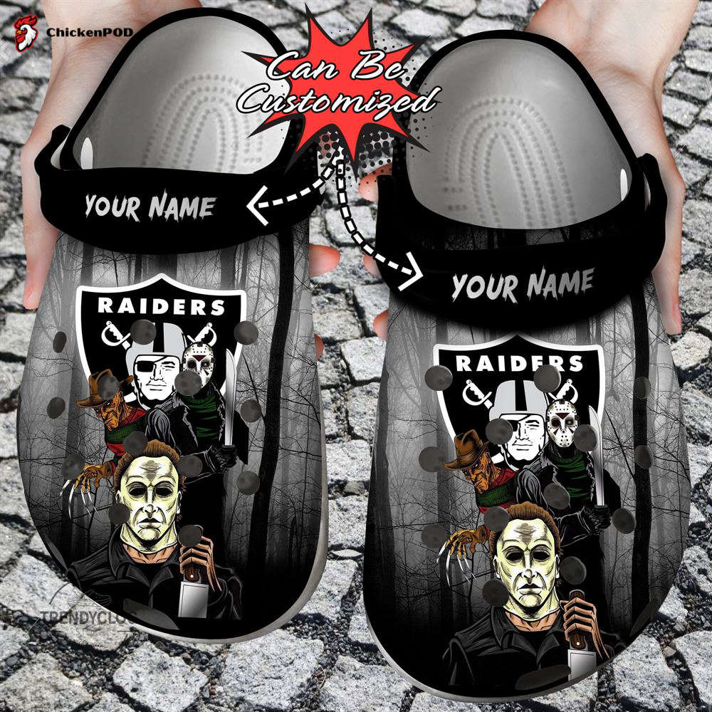 Halloween Crocs-Slippers – Personalized LV Raiders Horror Movie Clog Shoes