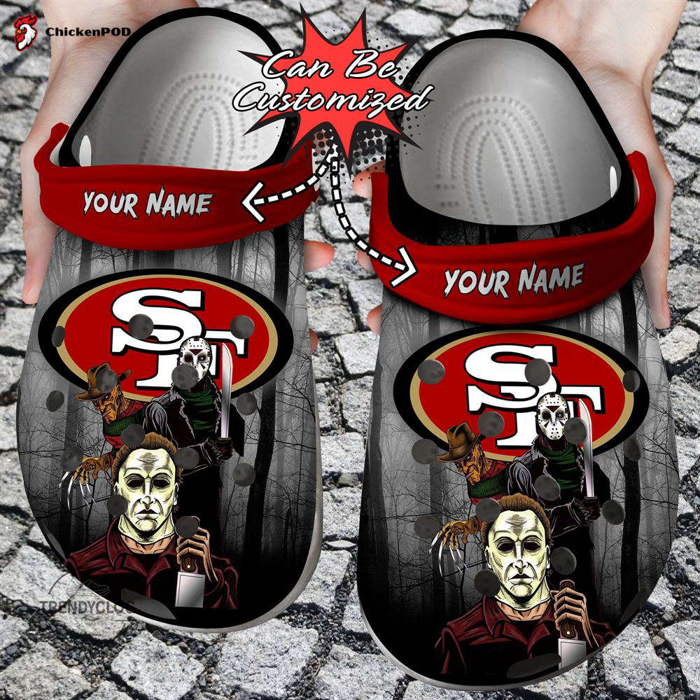 Halloween Crocs-Slippers – Personalized SF 49ers Horror Movie Clog Shoes