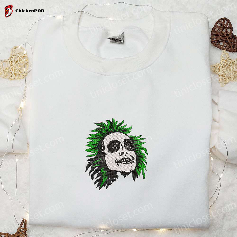 Spooky Embroidered Halloween Sweatshirt Hoodie & Shirt: Beetlejuice Horror Villains & Movie Characters