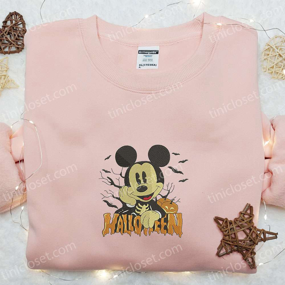 Spooky Season Style: Halloween Mickey Embroidered Hoodie Disney Sweatshirt & Adorable Shirt