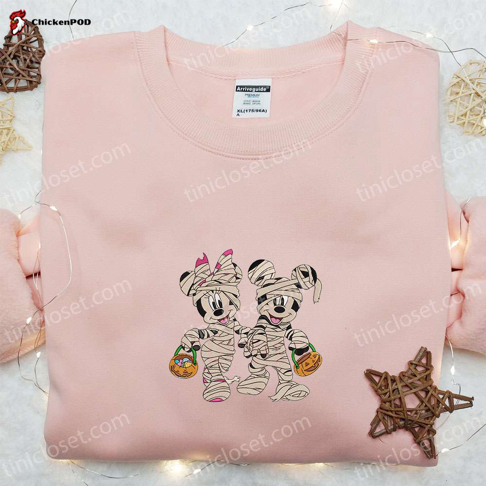 Halloween Mickey Minnie Mummy Shirt: Disney Embroidered Gift for Family