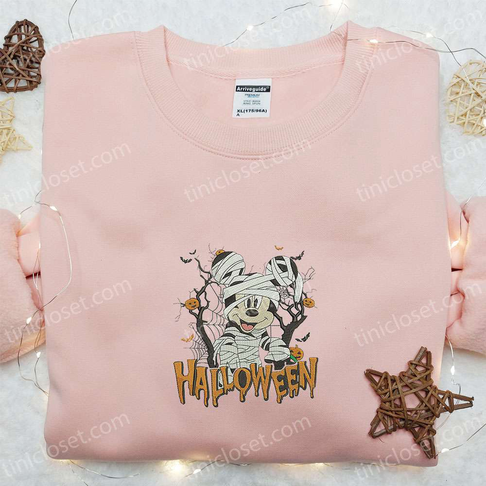 Spooktacular Halloween Mickey Mummy Embroidered Shirt – Disney s Best Family Gift!