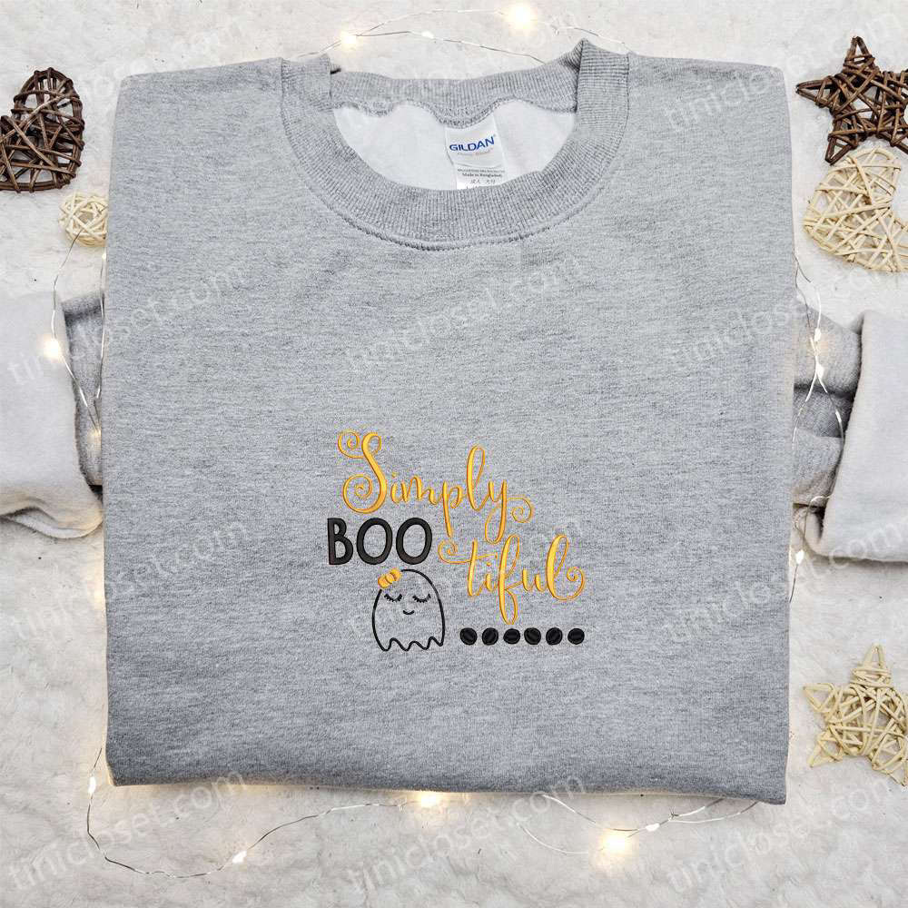 Halloween Embroidered Shirt Hoodie & T-Shirt: Simply Bootiful Ghost Adorable & Amazing Designs