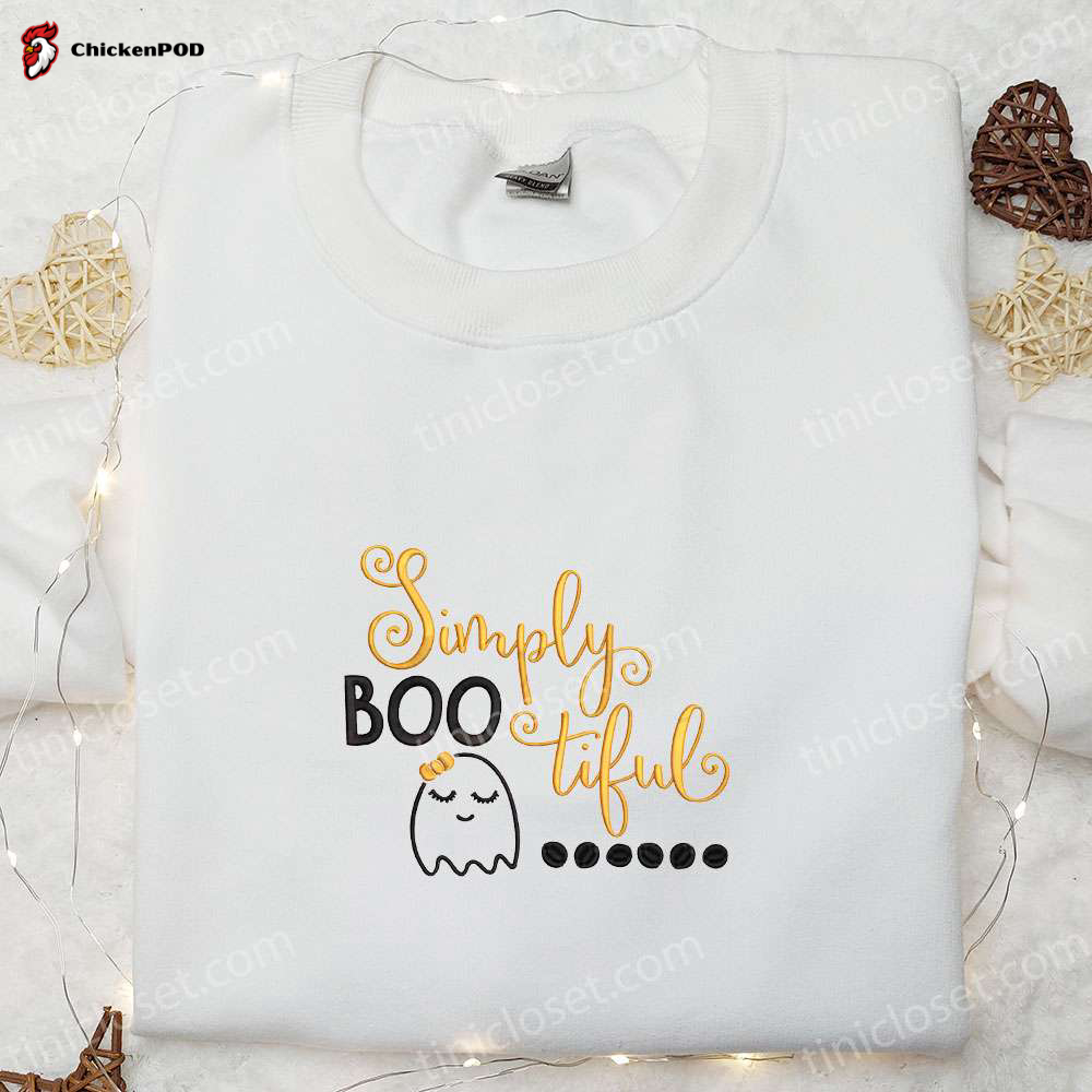 Halloween Embroidered Shirt Hoodie & T-Shirt: Simply Bootiful Ghost Adorable & Amazing Designs