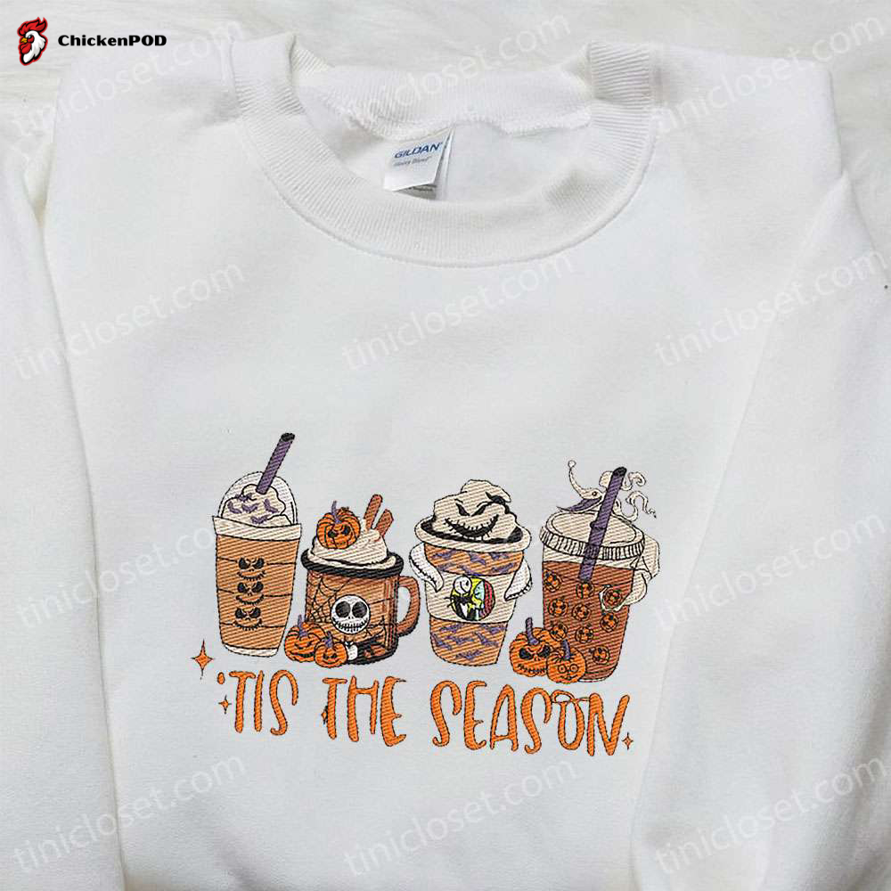 Spooky Horror Latte Coffee & Funny Halloween Embroidered Shirt – Best Halloween Gifts for Family