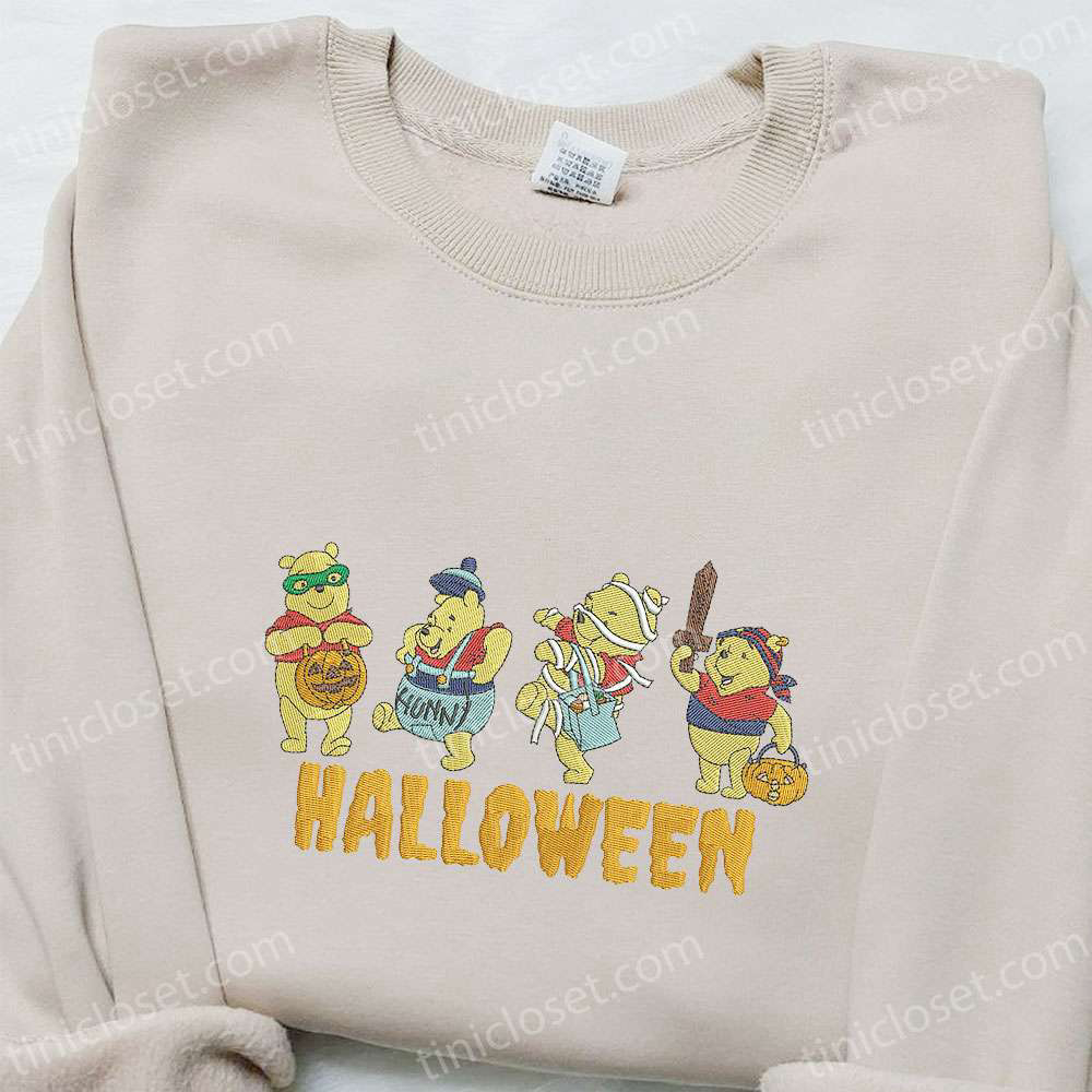 Spooktacular Halloween Winnie Pooh & Disney Family Embroidered Shirts: Cute & Creepy Delights!