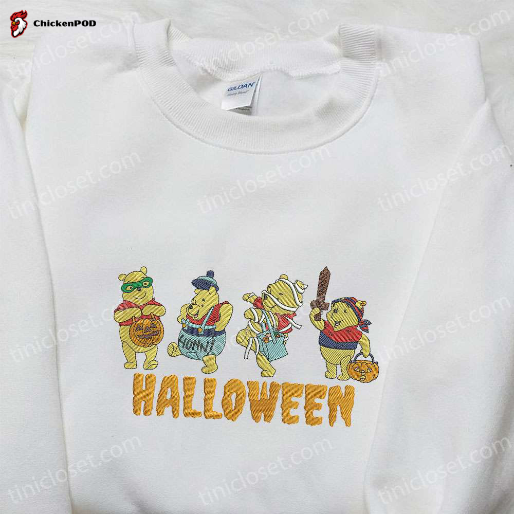 Spooktacular Halloween Winnie Pooh & Disney Family Embroidered Shirts: Cute & Creepy Delights!