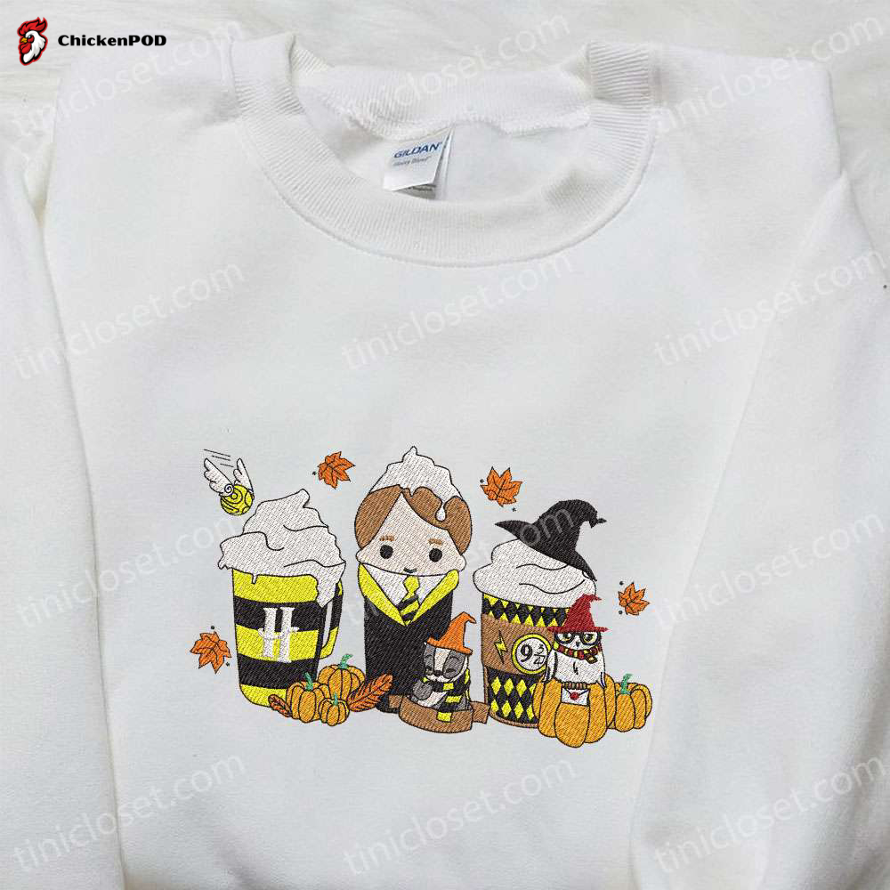 Spooky Horror Latte Coffee & Funny Halloween Embroidered Shirt – Best Halloween Gifts for Family