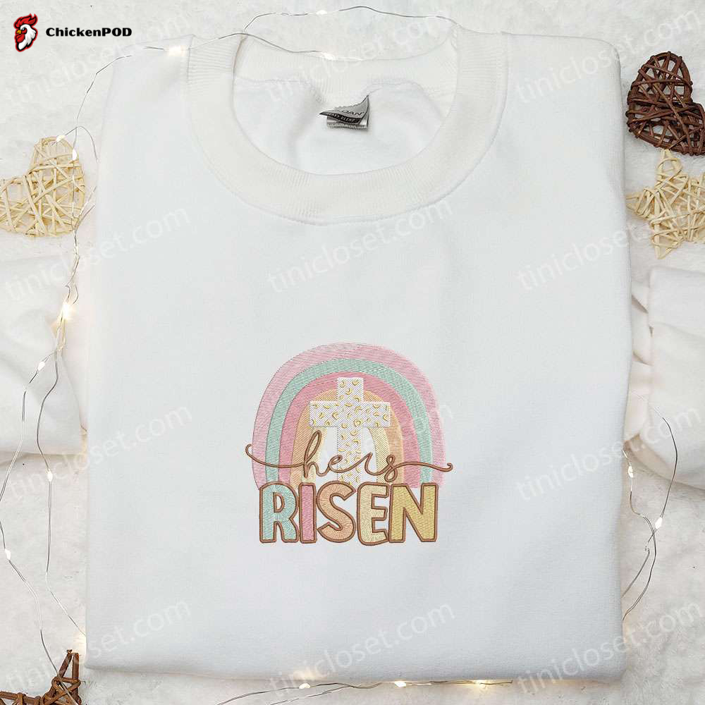 He Is Risen & Not Here Embroidered Shirt & Hoodie: Best Thanksgiving Day Gift Ideas