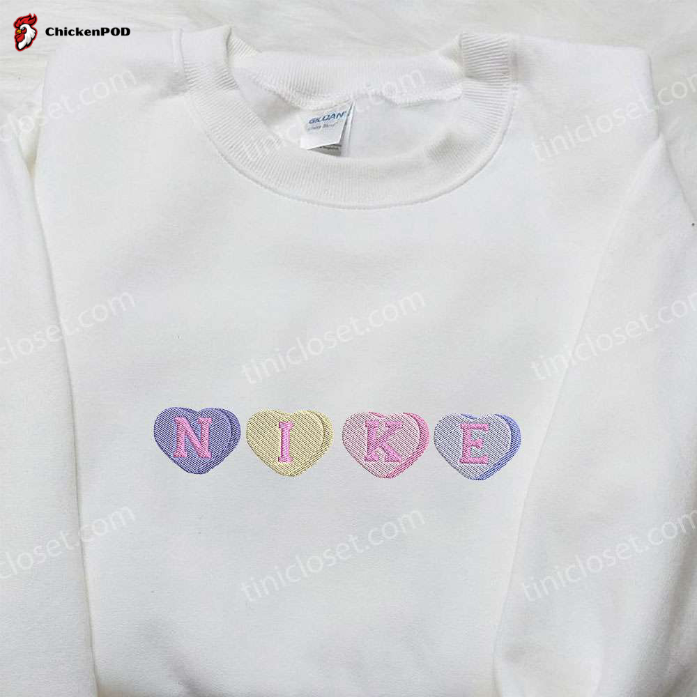 Get Cozy with Heart Love x Nike Embroidered Sweatshirt – Perfect Nike Inspired Logo Shirt for Valentine’s Day Gifts for Her!