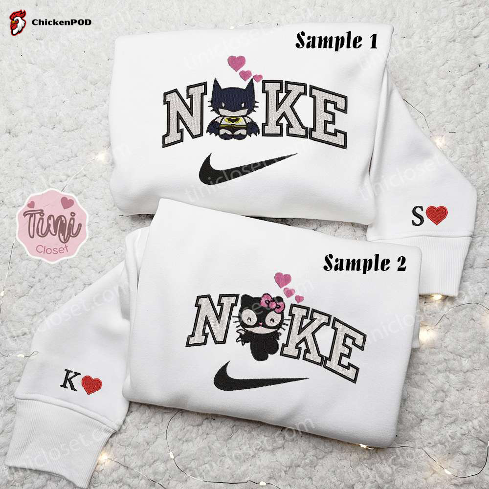 Hello Kitty Batman & Catwoman x Nike Couple Shirt Cartoon Embroidered Hoodie – Nike Inspired!