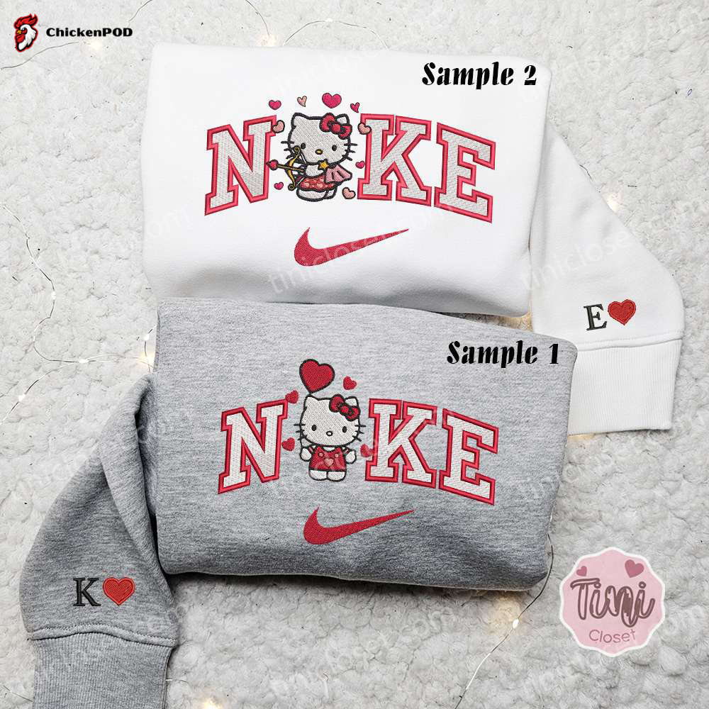 Hello Kitty Cupid Hearts x Nike Embroidered Couple Shirt: Valentine s Nike Inspired Hoodie