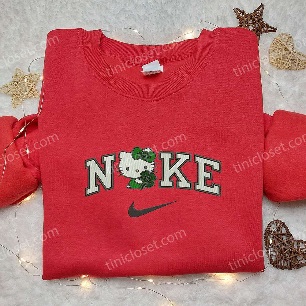 Hello Kitty x Nike Embroidered Shirt – Cute Four-Leaf Clover Design Perfect Gift for Daughter