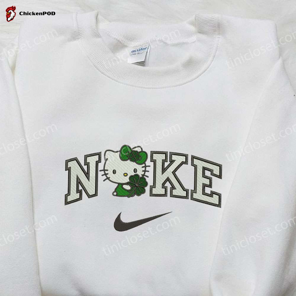 Hello Kitty x Nike Embroidered Shirt – Cute Four-Leaf Clover Design Perfect Gift for Daughter