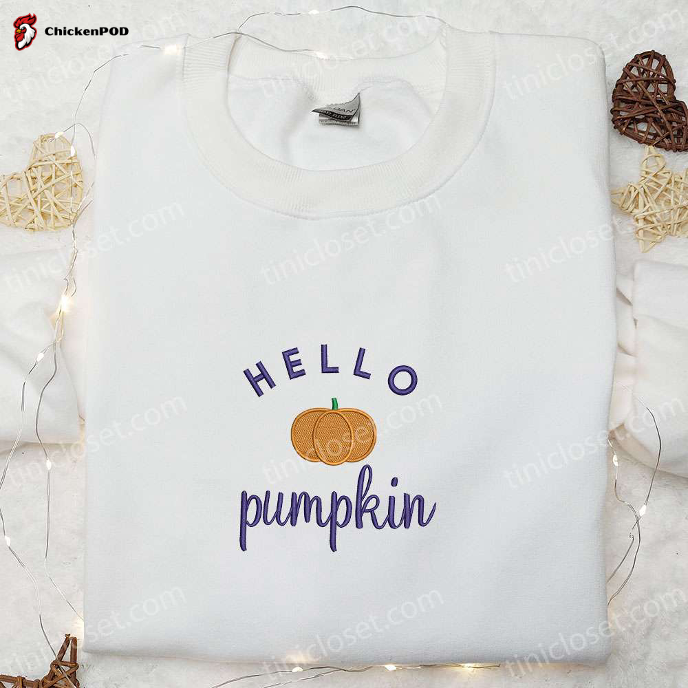 Hello Pumpkin Embroidered Sweatshirt & Hoodie – Best Halloween Gift Ideas