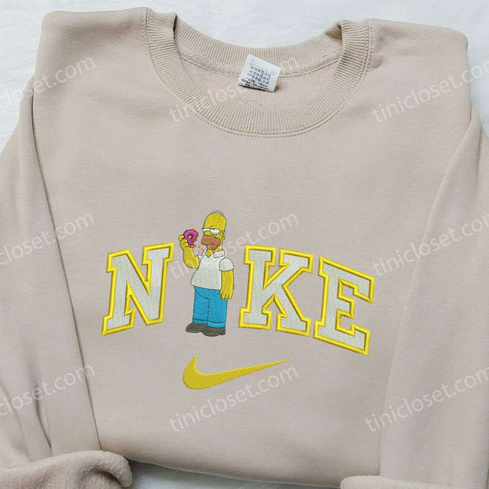 Homer x Nike Embroidered Shirt: The Simpsons Custom Design – Donut Lover s Delight!