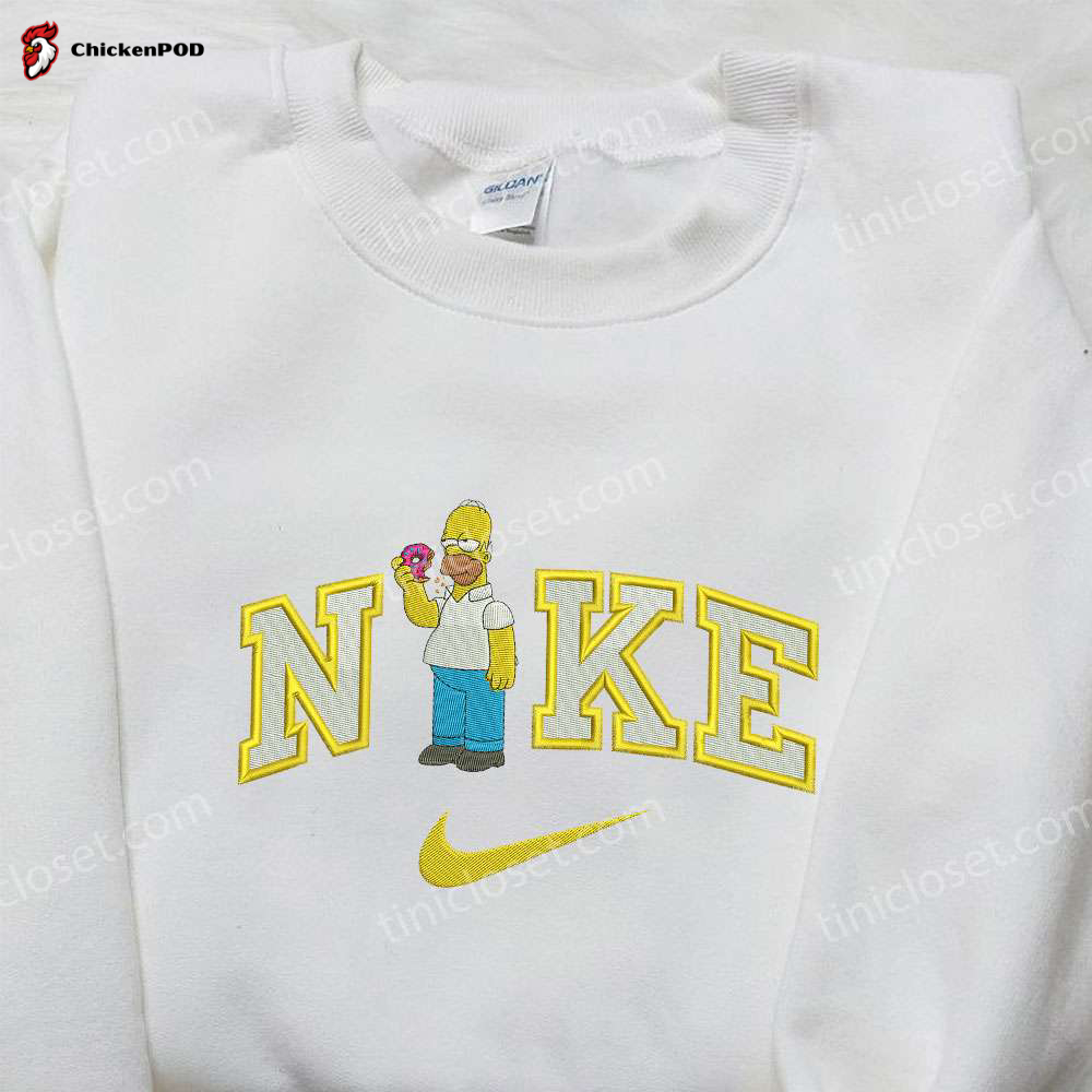 Homer x Nike Embroidered Shirt: The Simpsons Custom Design – Donut Lover s Delight!