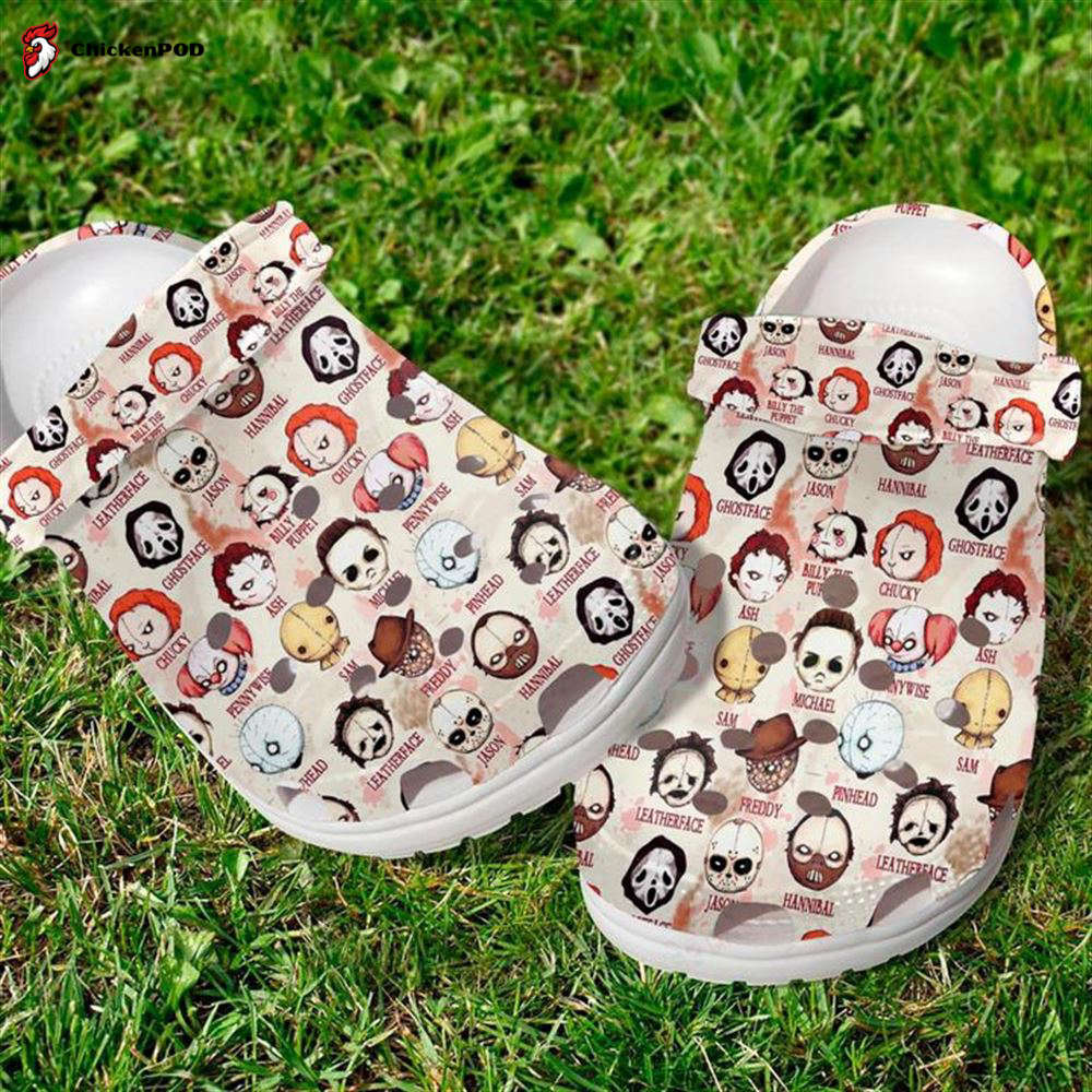 Horror Electronic Scary Faces Personalised Name Clog Shoes, Shoes Clogs Gifts, Gift Birthday