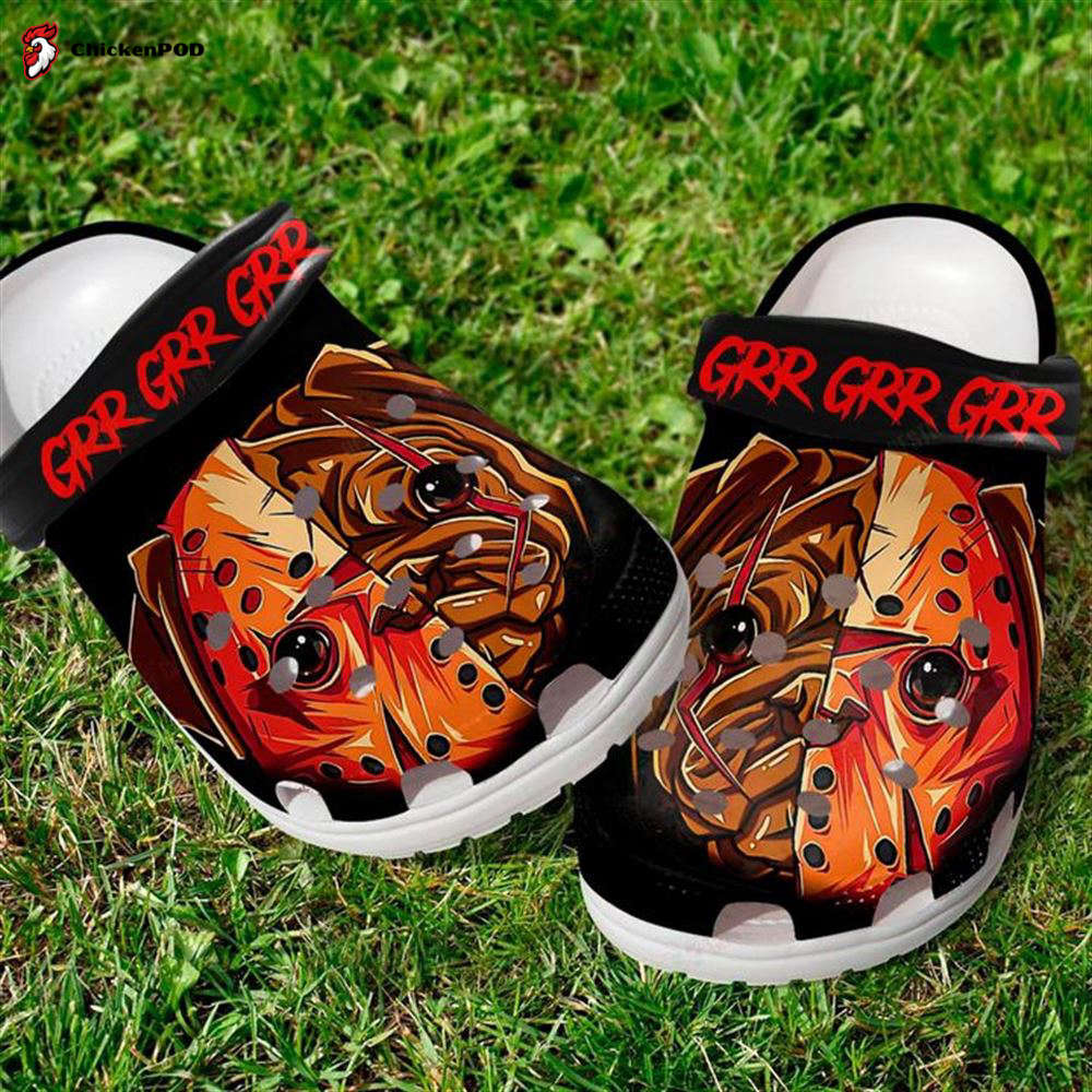 Horror Electronic Scary Faces Personalised Name Clog Shoes, Shoes Clogs Gifts, Gift Birthday