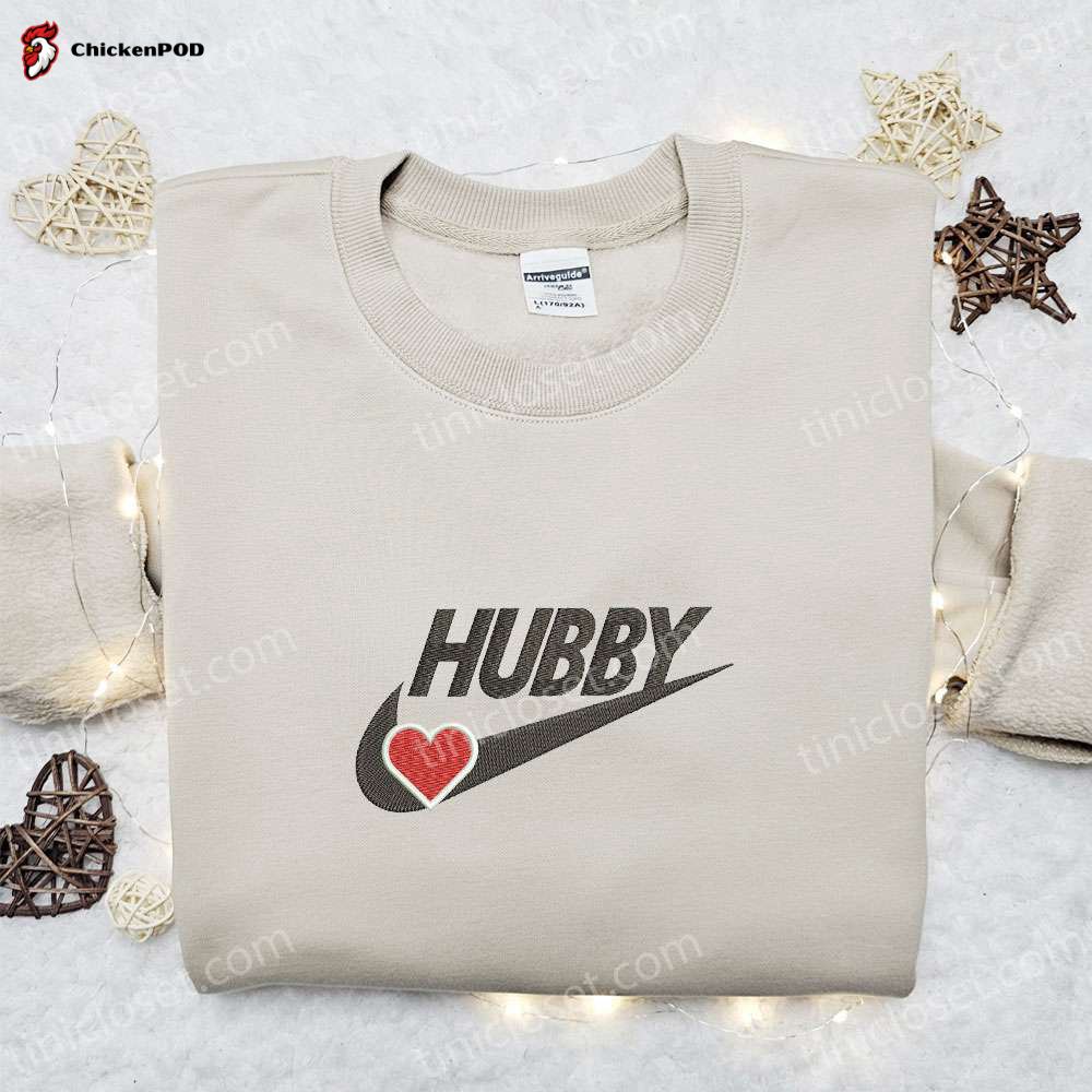 Hubby Heart x Nike Swoosh: Valentine Embroidered Shirt & Hoodie Perfect Gift For Husband