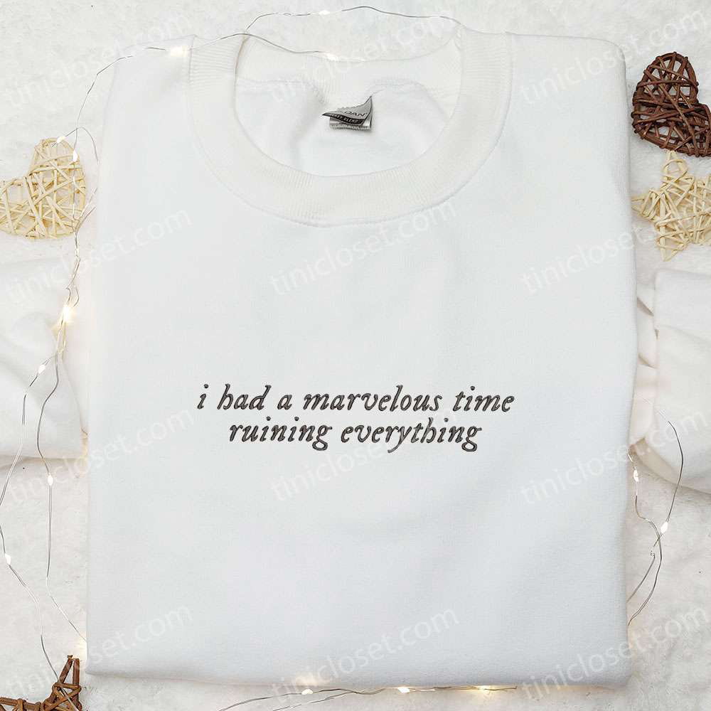 Taylor Swift Embroidered Shirt & Hoodie: Best Music Gift for Fans – Marvelous Time Ruining Everything Eras Tour Celeb Wear