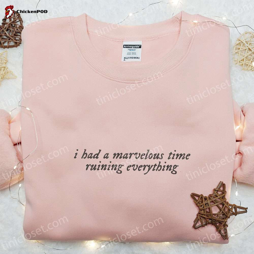 Taylor Swift Embroidered Shirt & Hoodie: Best Music Gift for Fans – Marvelous Time Ruining Everything Eras Tour Celeb Wear