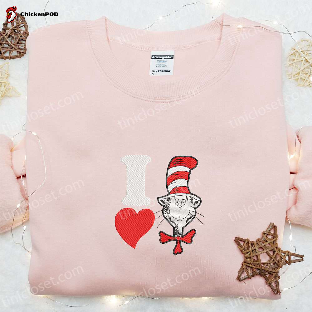 I Love Seuss Embroidered Shirt & Cartoon Hoodie: Perfect Gifts for Girls