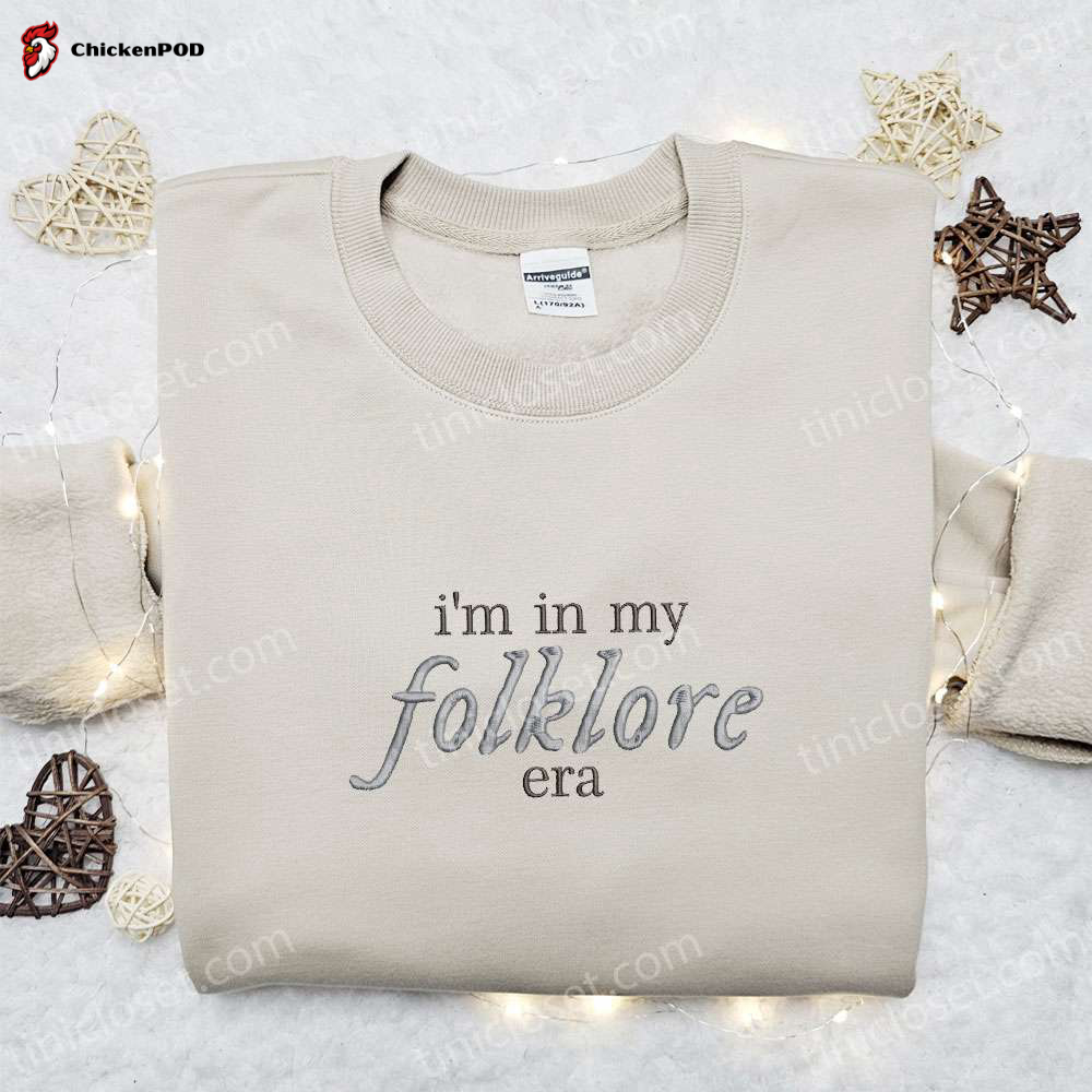 Folklore Era Embroidered Shirt & Celebrity Hoodie: Perfect Music Gift for Fans