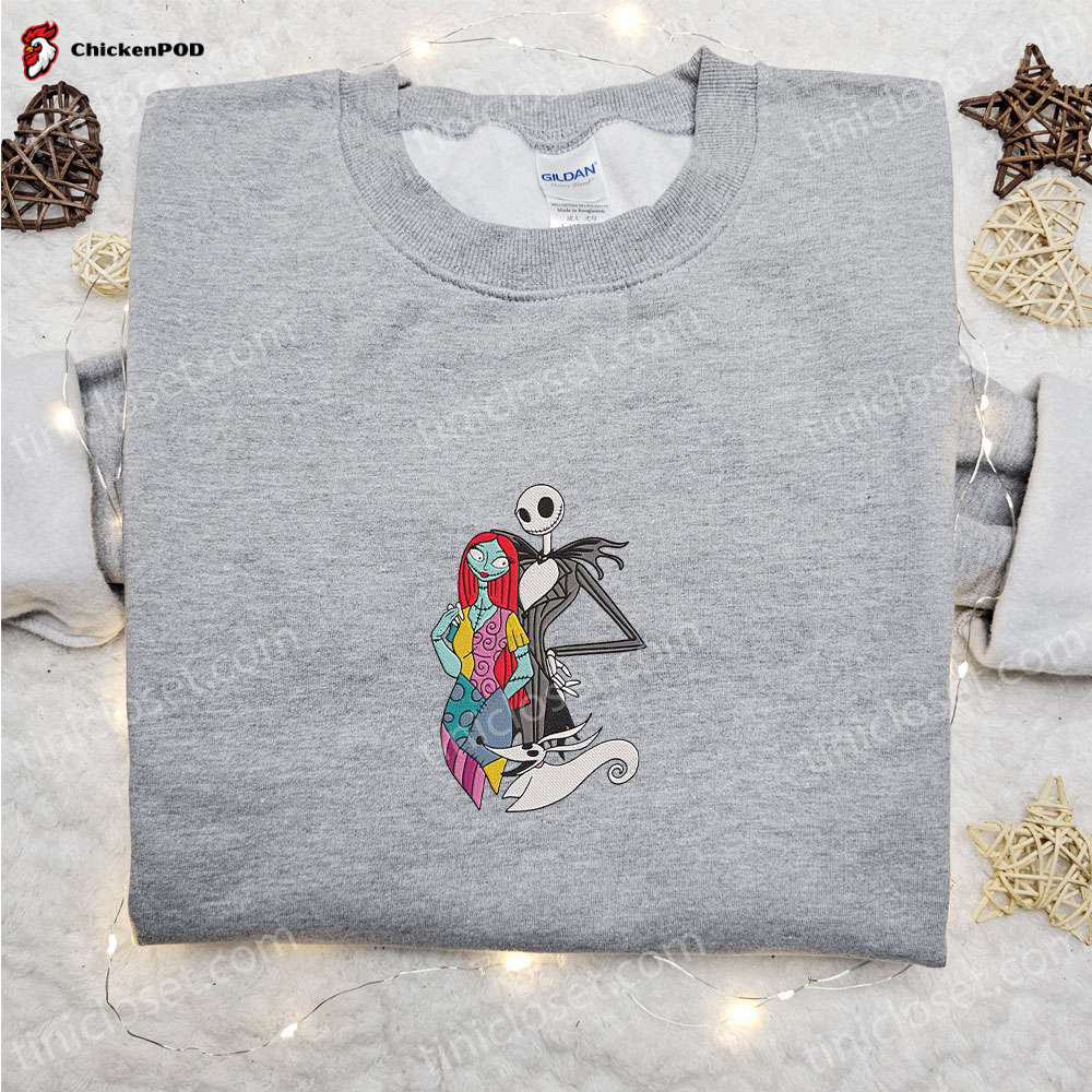 Jack and Sally and Zero Embroidered Sweatshirt – Movie Embroidered Shirt Best Gift Ideas