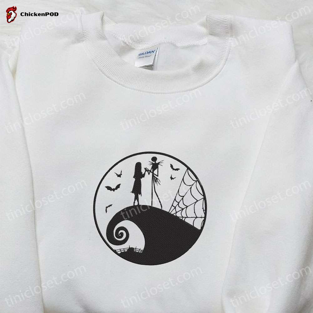 Jack and Sally Nightmare Before Christmas Sweatshirt: Best Halloween Gift Embroidered Shirt