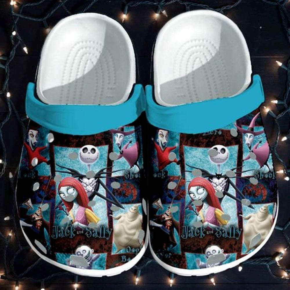 Jack Skellington And Sally Gifts Adults Kids Crocs-Slippers-Slippers Shoes Crocband Clog For Men Women, Crocs-Slippers-Slippers Crocband Clogs Comfy Footwear