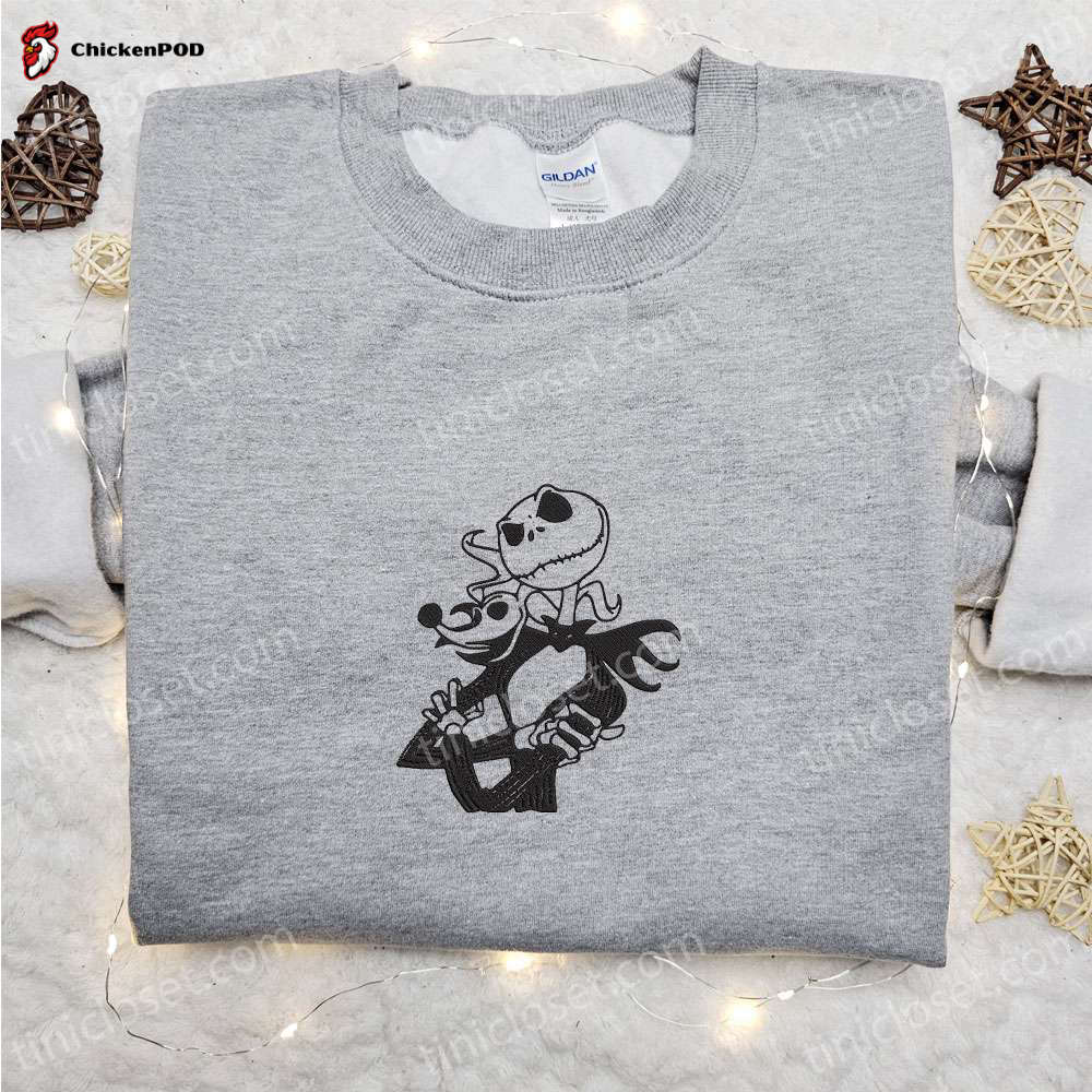 Jack Skellington & Zero Embroidered Sweatshirt: The Nightmare Before Christmas Shirt – Best Halloween Gift Ideas