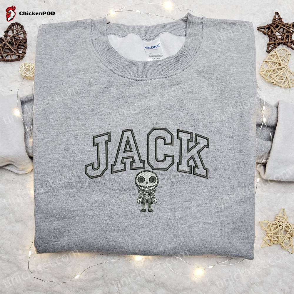 Spooky Style: Jack Skellington Embroidered Hoodie & Horror Movie Characters Shirt – Top Halloween Gift Ideas