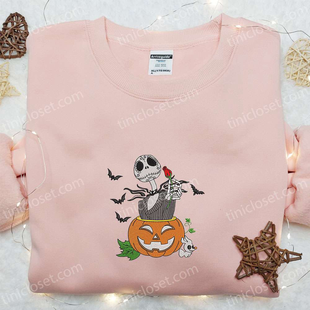 Spooky Jack Skellington Halloween Pumpkin Sweatshirt: Nightmare Before Christmas Hoodie & Embroidered Shirt