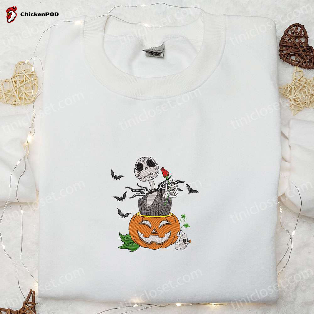 Spooky Style: Jack Skellington Embroidered Hoodie & Horror Movie Characters Shirt – Top Halloween Gift Ideas