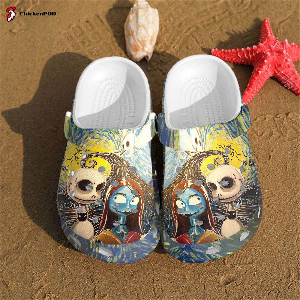 Jack Skellington & Sally Gifts Adults Kids Crocs-Slippers-Slippers Shoes Crocband Clog For Men Women, Crocs-Slippers-Slippers Crocband Clogs Comfy Footwear