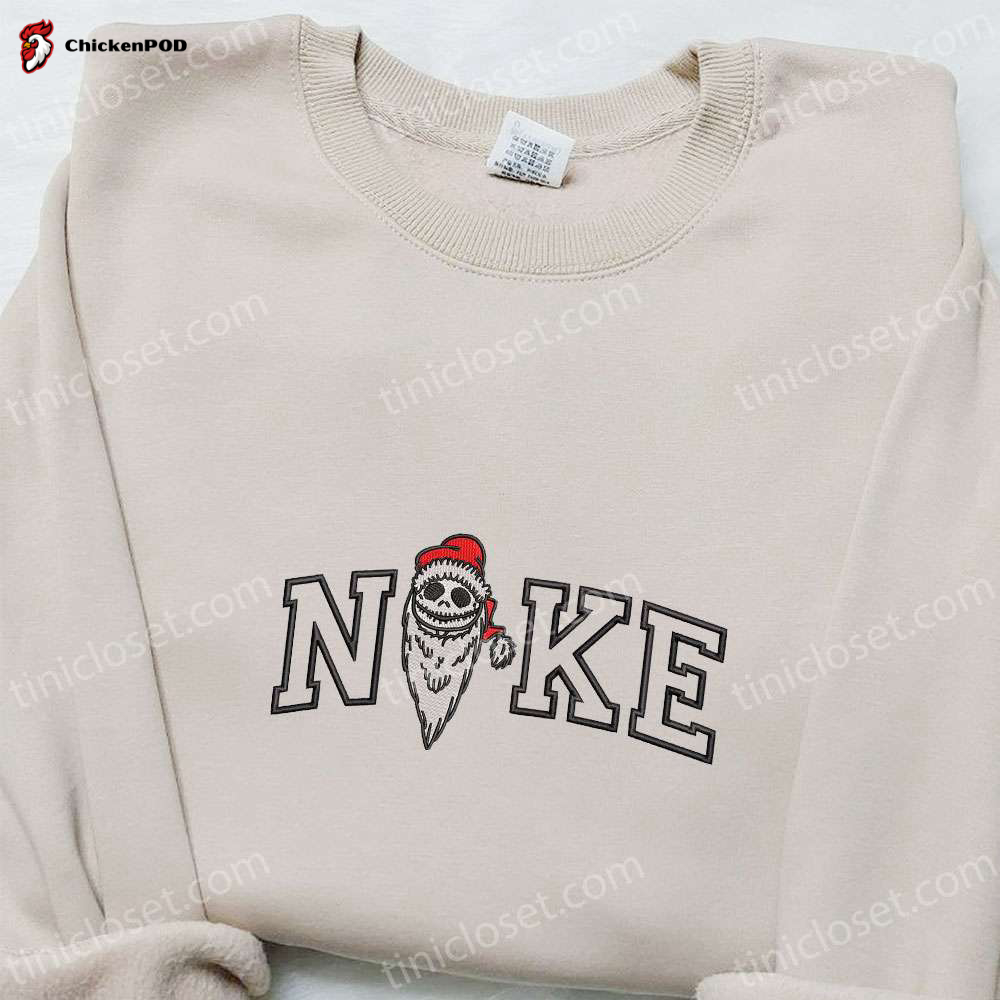 Curly Melting Nike Logo Embroidered Shirt & Hoodie Set: Best Family Gifts