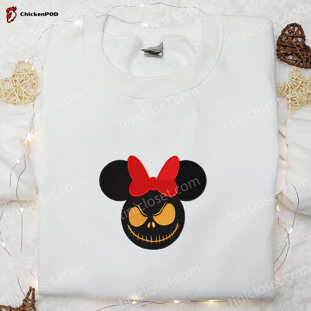 Jack Skellington x Minnie Mouse Embroidered Shirt – Disney Halloween Funny Shirt