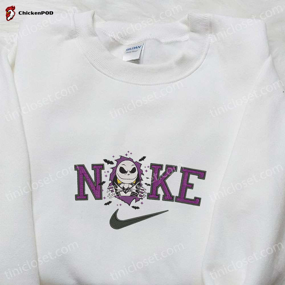 Jack Skellington x Nike Embroidered Hoodie & T-Shirt: Nightmare Before Christmas Characters – Nike Inspired Sweatshirt