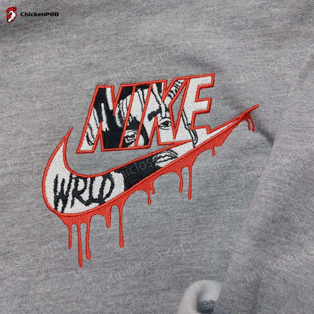 Juice Wrld Nike Embroidered Sweatshirt Logo Hoodie & Celebrity Shirt – Trendy Nike Apparel with Embroidered Designs