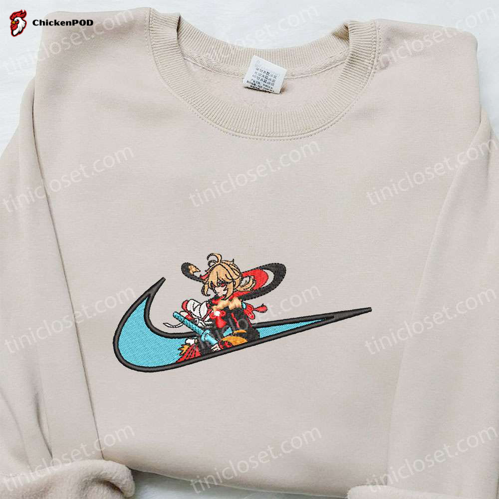 Hello Kitty x Nike Cartoon Embroidered Sweatshirt & Shirt: Trendy Nike Inspired Apparel with Hello Kitty Embroidery