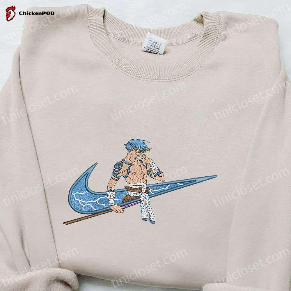 Exclusive Kamina x Swoosh & Tengen Toppa Gurren Lagann Anime Embroidered Shirt – Custom Nike Tee