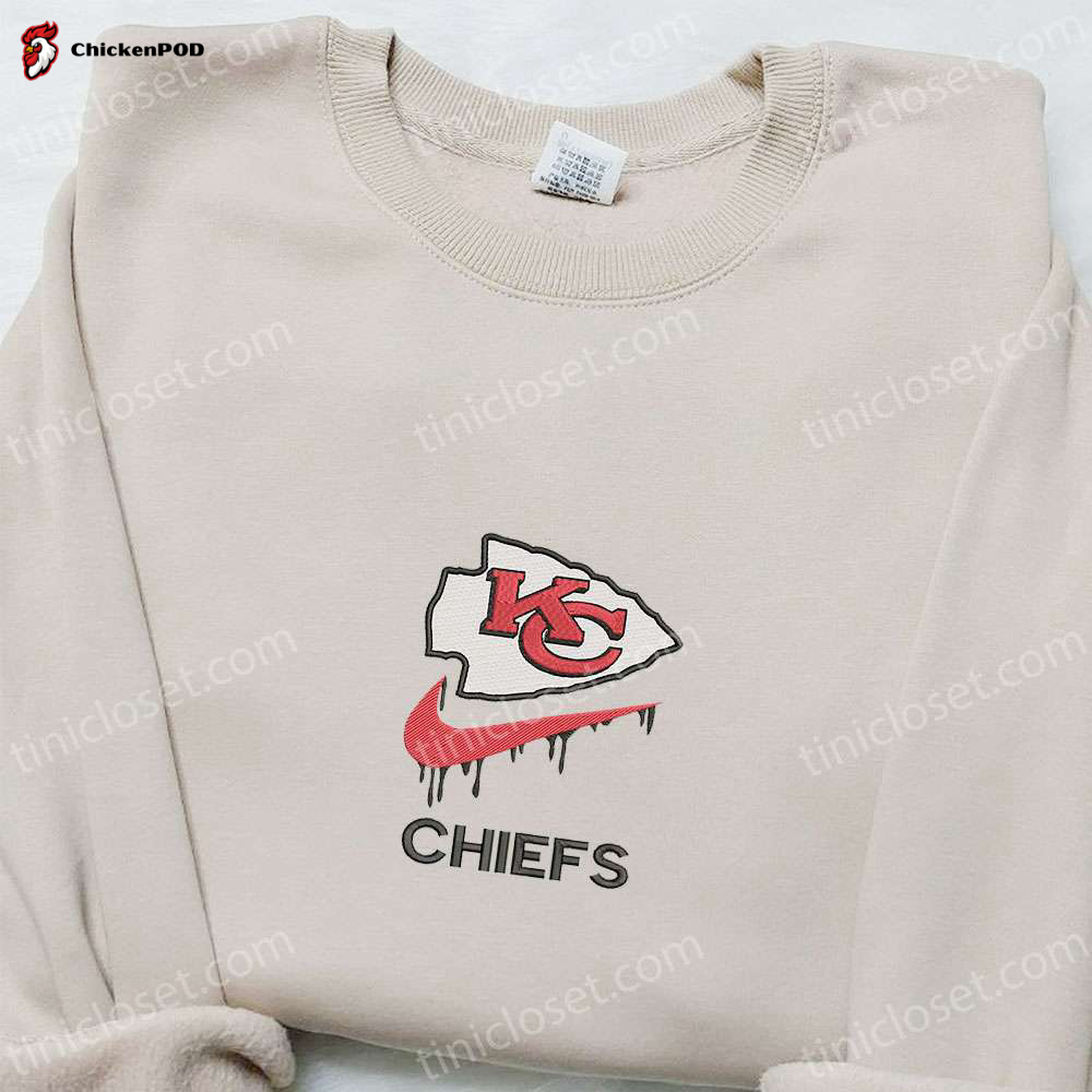 Kansas City Chiefs x Nike Swoosh Drip Shirt & Hoodie: NFL Sports Embroidery Best Gift Ideas